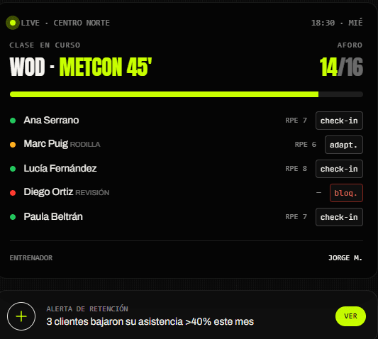 Captura de Gestión para gimnasios y centros deportivos